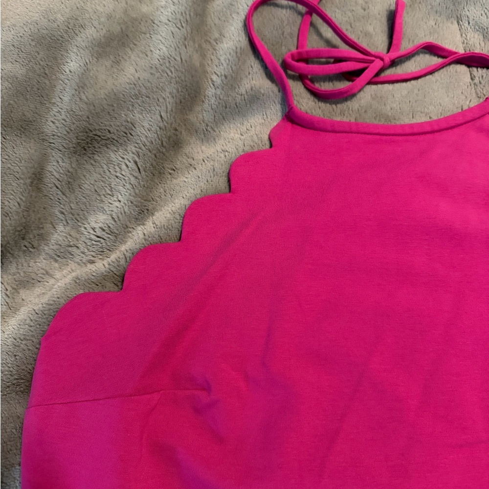 Pink Scalloped Halter Bodysuit - Picture 2 of 7